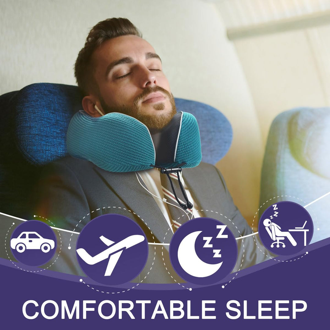 TealDream Travel Neck Pillow - Memory Foam Comfort - DOKUTRONIX