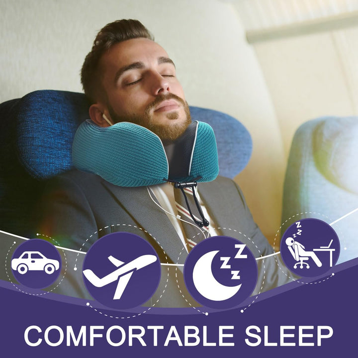 TealDream Travel Neck Pillow - Memory Foam Comfort - DOKUTRONIX