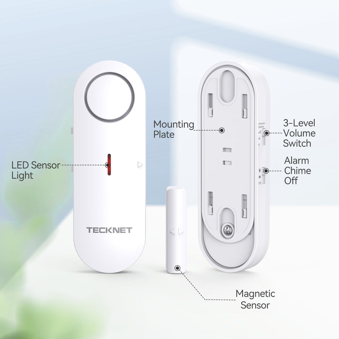 TECKNET Door Alarms for Kids Safety, Window Alarm Pool Alarms Door Alarm for Home Security, 2-in-1 Alarm & Chime, 3-Level Volume Control, Wireless Alarm for House Hotel Cars Sheds Caravans (3 Pack) - DOKUTRONIX
