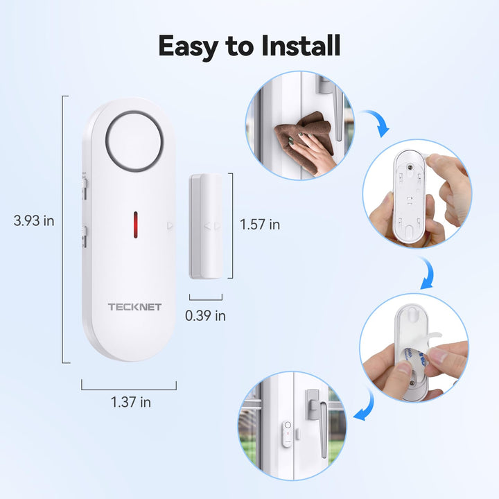 TECKNET Door Alarms for Kids Safety, Window Alarm Pool Alarms Door Alarm for Home Security, 2-in-1 Alarm & Chime, 3-Level Volume Control, Wireless Alarm for House Hotel Cars Sheds Caravans (3 Pack) - DOKUTRONIX