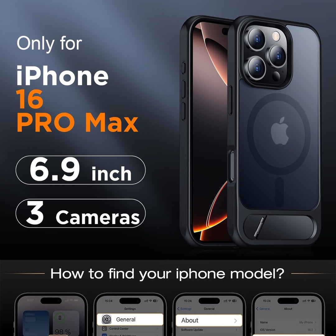 Temdan iPhone 16 Pro Max Matte Case with Kickstand - DOKUTRONIX