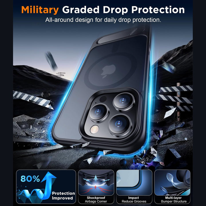 Temdan iPhone 16 Pro Max Matte Case with Kickstand - DOKUTRONIX