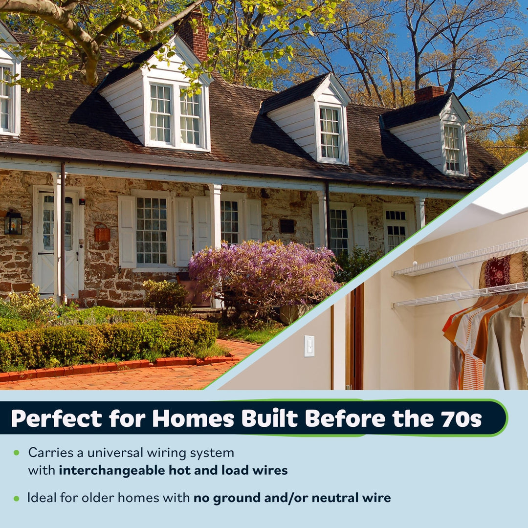 TOPGREENER PIR Motion Sensor Light Switch, Occupancy & Vacancy Motion Sensor Switch, 𝐎𝐩𝐞𝐫𝐚𝐛𝐥𝐞 𝐖𝐢𝐭𝐡𝐨𝐮𝐭 𝐆𝐫𝐨𝐮𝐧𝐝 𝐖𝐢𝐫𝐞, No Neutral Wire, Single Pole, TDOS5-HL-W-2PCS, White - DOKUTRONIX