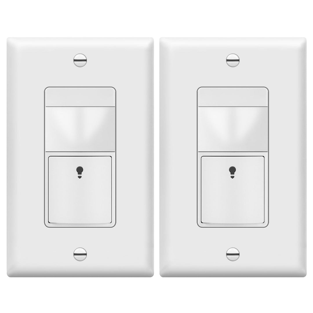 TOPGREENER PIR Motion Sensor Light Switch, Occupancy & Vacancy Motion Sensor Switch, 𝐎𝐩𝐞𝐫𝐚𝐛𝐥𝐞 𝐖𝐢𝐭𝐡𝐨𝐮𝐭 𝐆𝐫𝐨𝐮𝐧𝐝 𝐖𝐢𝐫𝐞, No Neutral Wire, Single Pole, TDOS5-HL-W-2PCS, White - DOKUTRONIX