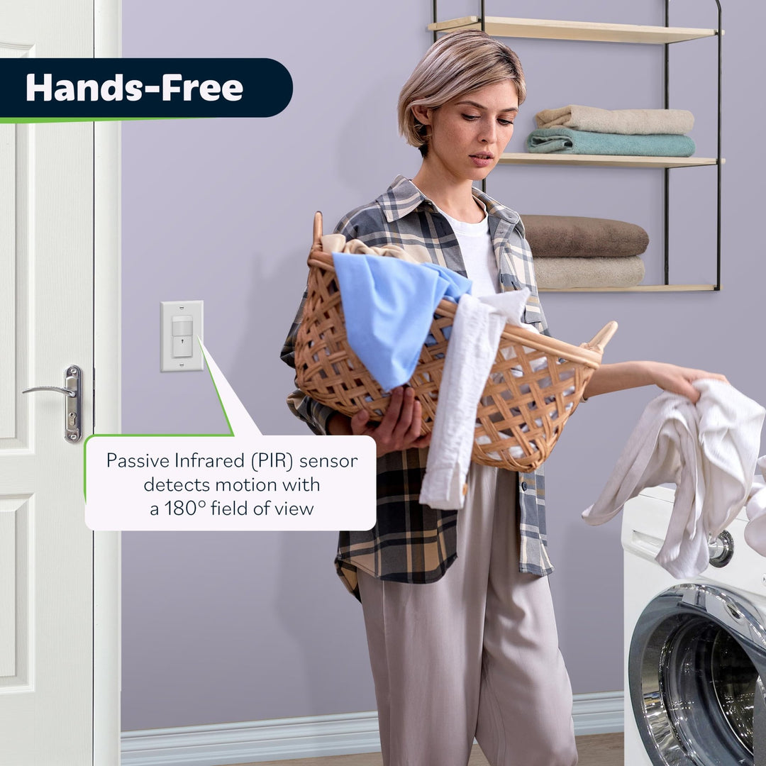 TOPGREENER PIR Motion Sensor Light Switch, Occupancy & Vacancy Motion Sensor Switch, 𝐎𝐩𝐞𝐫𝐚𝐛𝐥𝐞 𝐖𝐢𝐭𝐡𝐨𝐮𝐭 𝐆𝐫𝐨𝐮𝐧𝐝 𝐖𝐢𝐫𝐞, No Neutral Wire, Single Pole, TDOS5-HL-W-2PCS, White - DOKUTRONIX