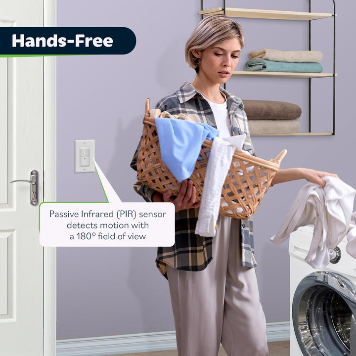 TOPGREENER PIR Motion Sensor Light Switch, Occupancy & Vacancy Motion Sensor Switch, 𝐎𝐩𝐞𝐫𝐚𝐛𝐥𝐞 𝐖𝐢𝐭𝐡𝐨𝐮𝐭 𝐆𝐫𝐨𝐮𝐧𝐝 𝐖𝐢𝐫𝐞, No Neutral Wire, Single Pole, TDOS5-HL-W-2PCS, White - DOKUTRONIX