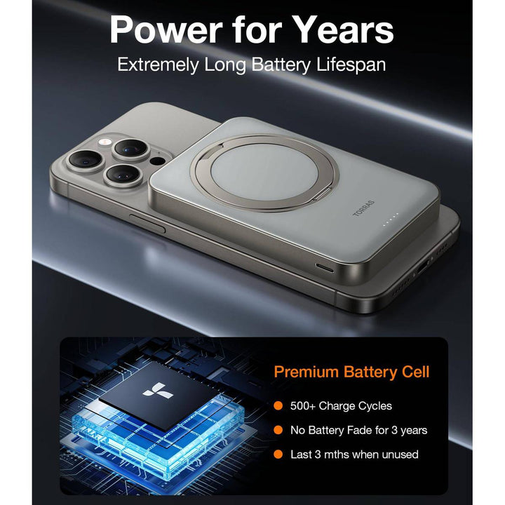 TORRAS SlimMag 5000mAh Wireless Power Bank & Stand - DOKUTRONIX