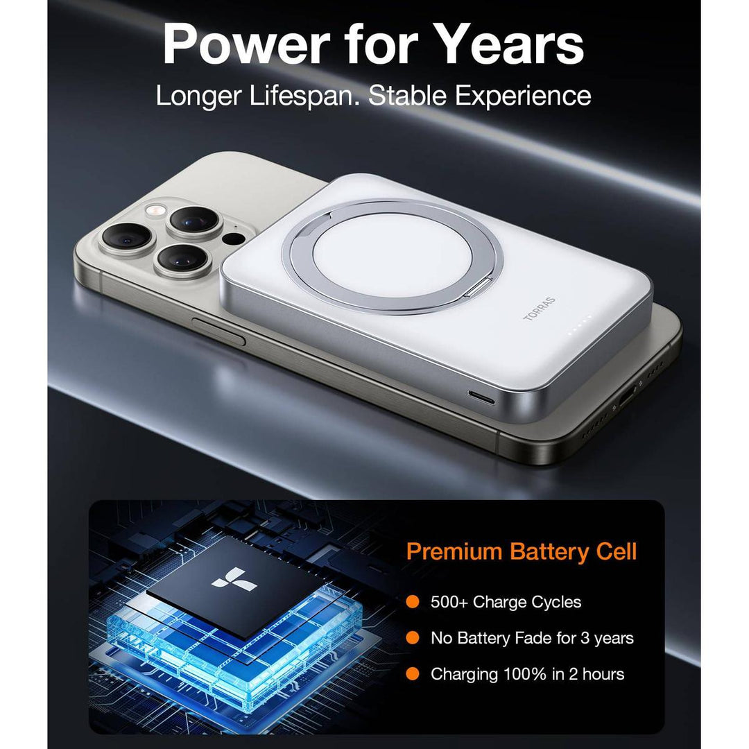 TORRAS SlimMag 5000mAh Wireless Power Bank & Stand - DOKUTRONIX