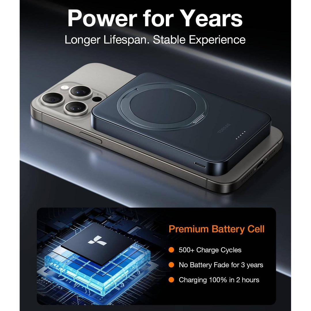 TORRAS SlimMag 5000mAh Wireless Power Bank & Stand - DOKUTRONIX