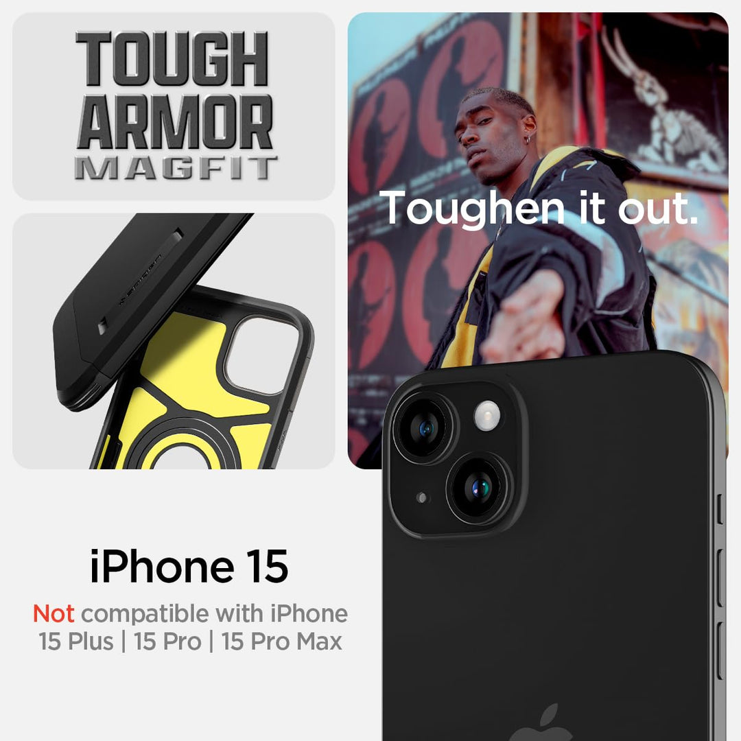 Tough Armor MagFit Case for iPhone 15 - Black - DOKUTRONIX