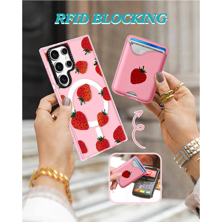 Kawaii Strawberry Galaxy S24 Ultra Wallet Case - DOKUTRONIX