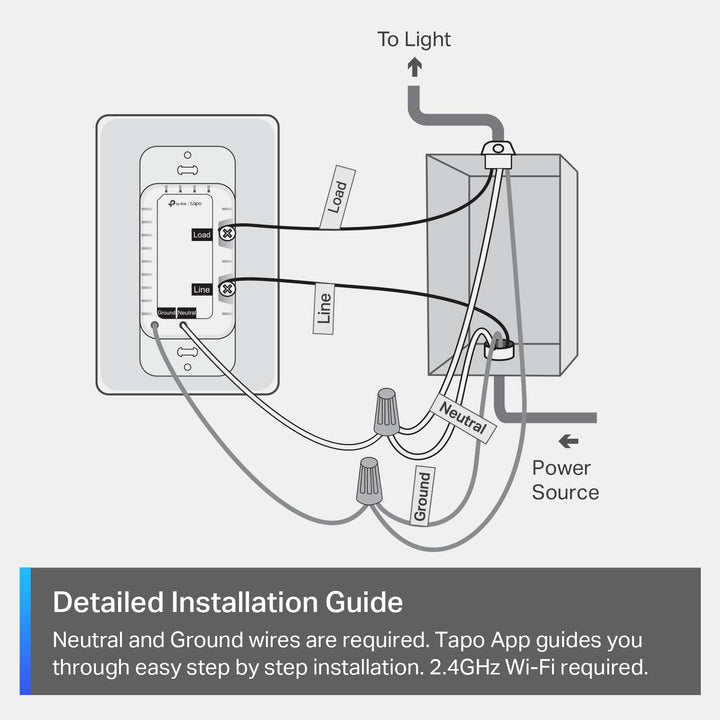 TP-Link Tapo Matter Smart Light Switch: Voice Control w/Siri, Alexa & Google Home | UL Certified | Timer & Schedule | Easy Guided Install | Neutral Wire Required | Single Pole | Tapo S505(2-Pack) - DOKUTRONIX