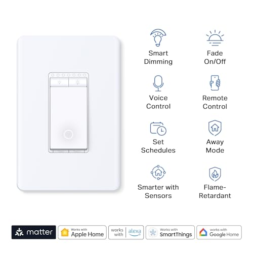 TP-Link Tapo Matter Smart Light Switch: Voice Control w/Siri, Alexa & Google Home | UL Certified | Timer & Schedule | Easy Guided Install | Neutral Wire Required | Single Pole | Tapo S505(2-Pack) - DOKUTRONIX