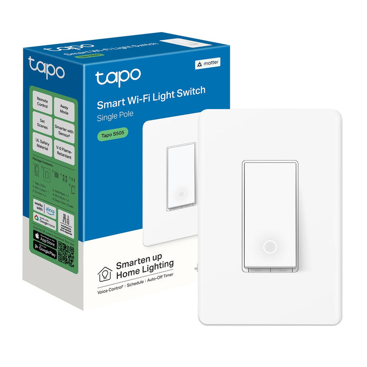 TP-Link Tapo Matter Smart Light Switch: Voice Control w/Siri, Alexa & Google Home | UL Certified | Timer & Schedule | Easy Guided Install | Neutral Wire Required | Single Pole | Tapo S505(2-Pack) - DOKUTRONIX