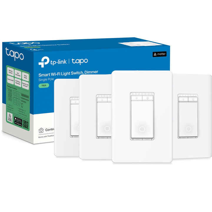 TP-Link Tapo Matter Smart Light Switch: Voice Control w/Siri, Alexa & Google Home | UL Certified | Timer & Schedule | Easy Guided Install | Neutral Wire Required | Single Pole | Tapo S505(2-Pack) - DOKUTRONIX