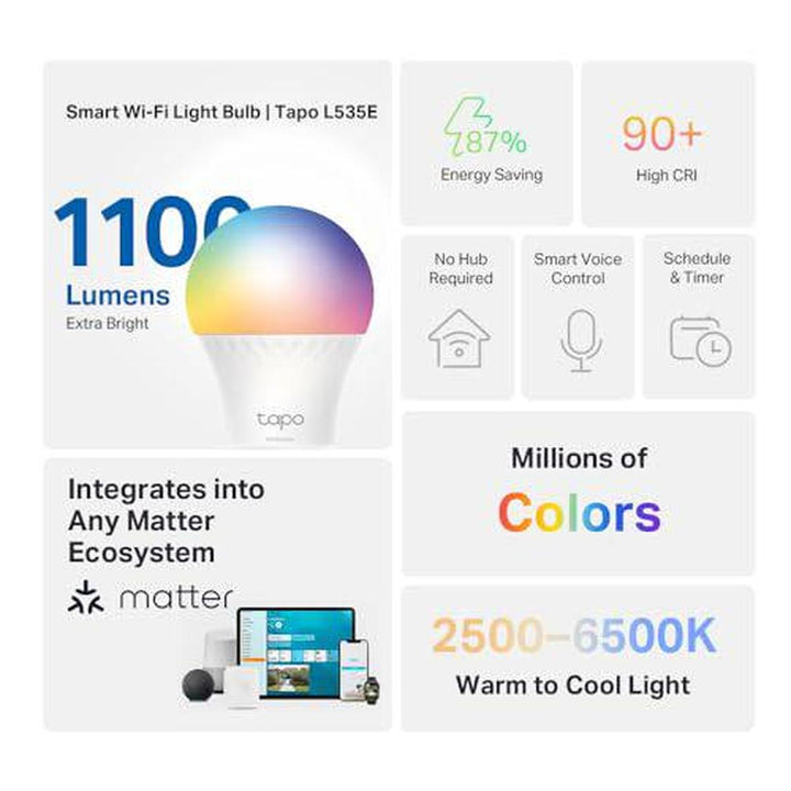 Tapo RGB Smart Bulbs 4-Pack - DOKUTRONIX