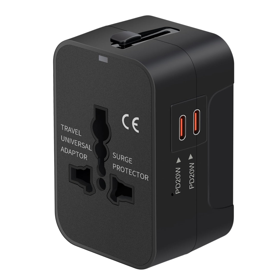 Travel Adapter with USB C, Universal All in One Worldwide Travel Adapter Power Converters Wall Charger AC Power Plug Adapter USB Type C Charging Ports for USA EU UK AUS Black - DOKUTRONIX