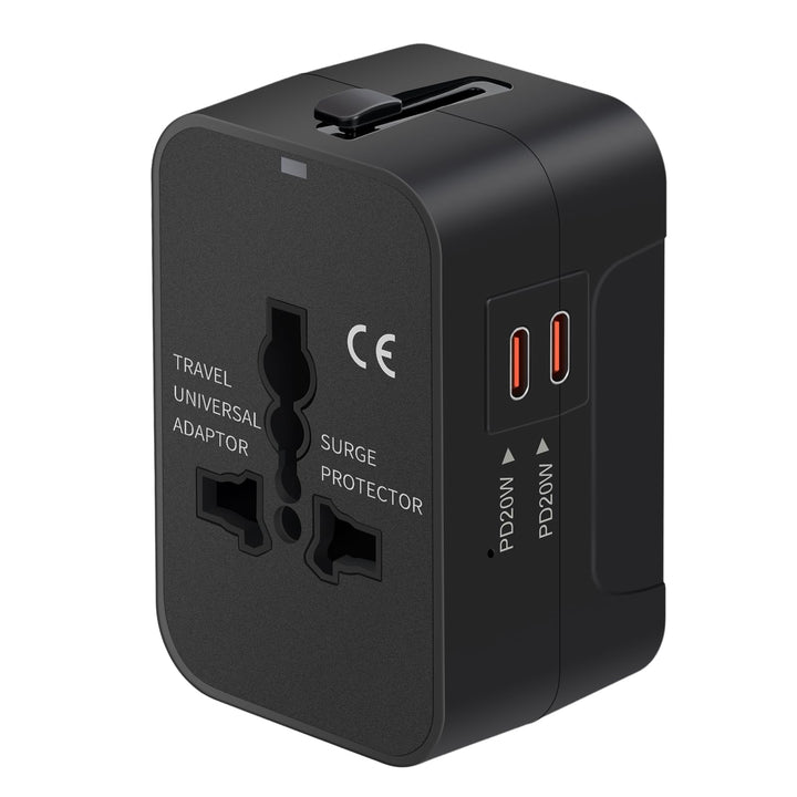 Travel Adapter with USB C, Universal All in One Worldwide Travel Adapter Power Converters Wall Charger AC Power Plug Adapter USB Type C Charging Ports for USA EU UK AUS Black - DOKUTRONIX