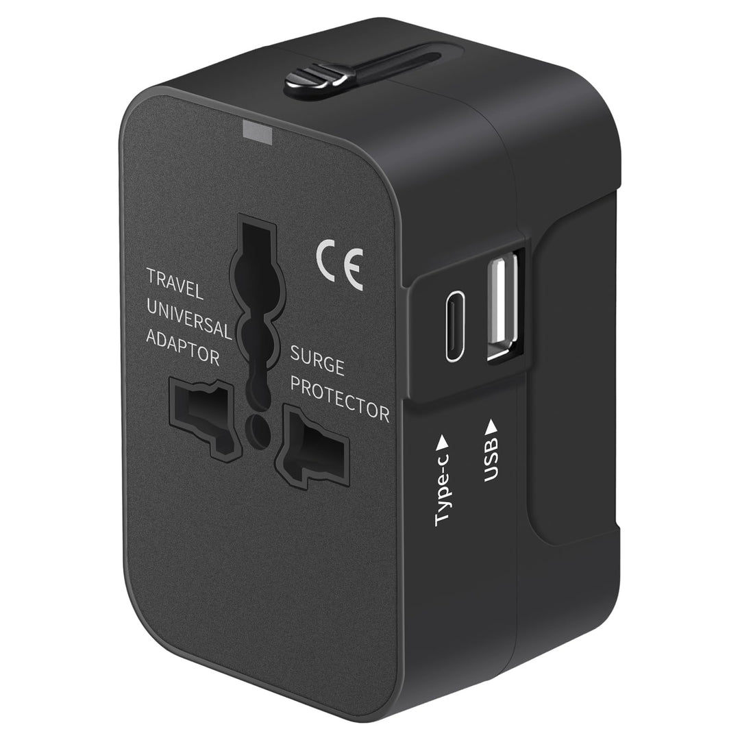 Travel Adapter with USB C, Universal All in One Worldwide Travel Adapter Power Converters Wall Charger AC Power Plug Adapter USB Type C Charging Ports for USA EU UK AUS Black - DOKUTRONIX
