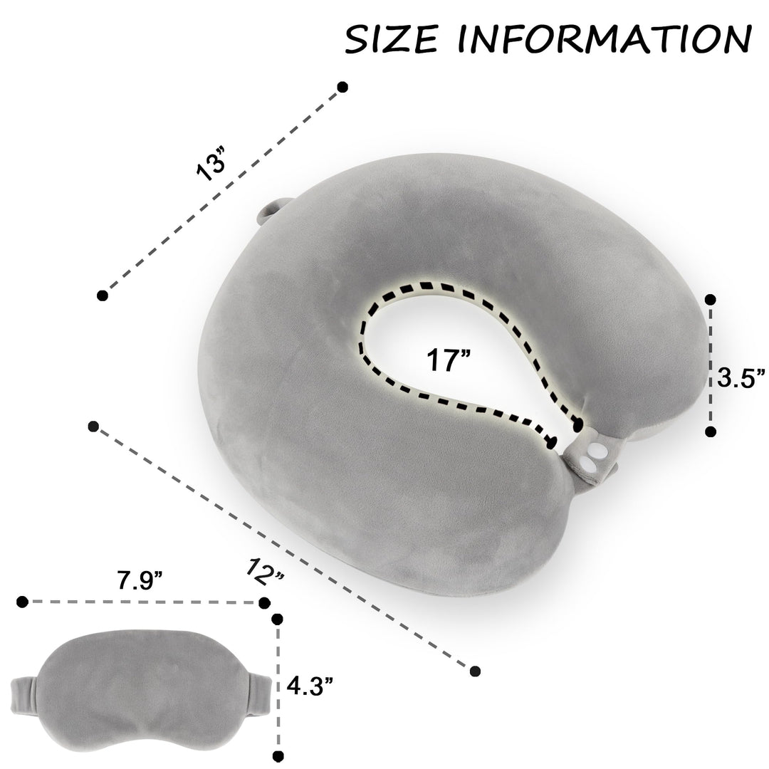 TravelEase Memory Foam Pillow Set - Grey - DOKUTRONIX