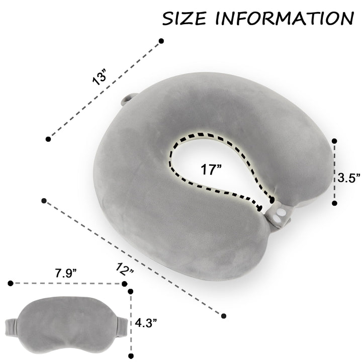 TravelEase Memory Foam Pillow Set - Grey - DOKUTRONIX