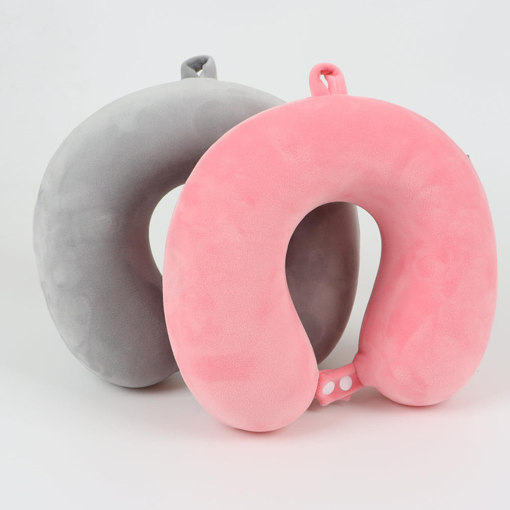 TravelEase Memory Foam Pillow Set - Grey - DOKUTRONIX