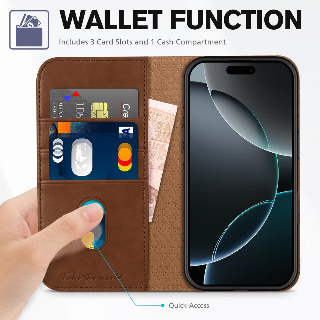 TUCCH iPhone 16 Pro Wallet Case - RFID Kickstand Folio - DOKUTRONIX