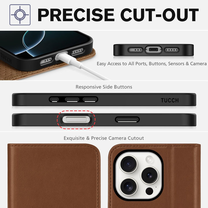 TUCCH iPhone 16 Pro Wallet Case - RFID Kickstand Folio - DOKUTRONIX