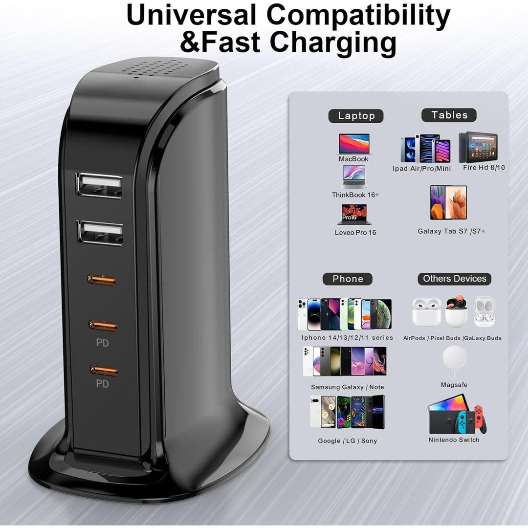 Upoy 5-Port Fast Type C Charger - Black Power Hub - DOKUTRONIX