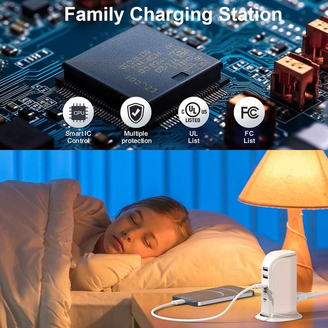 FastCharge 5 Port Type C Charger - White - DOKUTRONIX