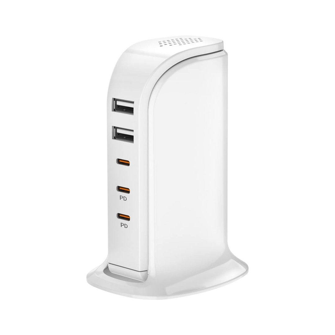 FastCharge 5 Port Type C Charger - White - DOKUTRONIX