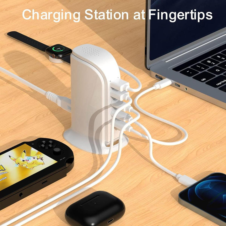 FastCharge 5 Port Type C Charger - White - DOKUTRONIX