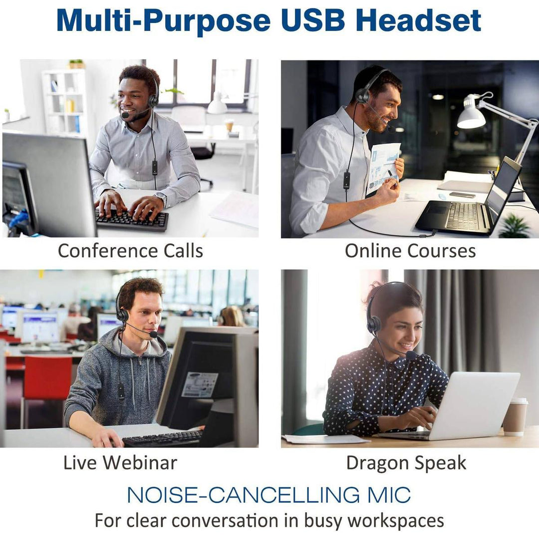 AudioSync USB Headset with Mic & Control Hub - DOKUTRONIX