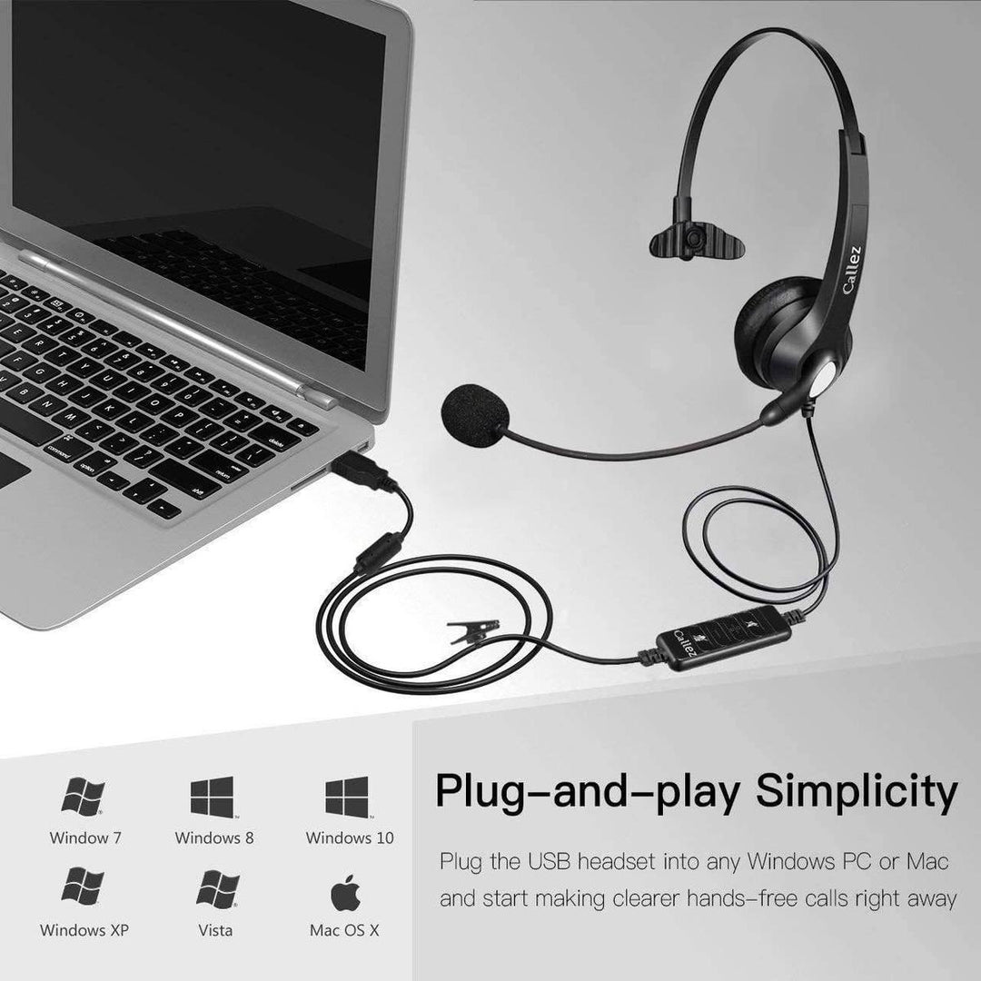 AudioSync USB Headset with Mic & Control Hub - DOKUTRONIX