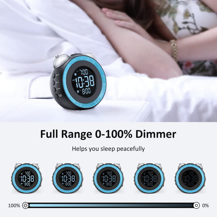 LoudShake Dual Alarm Clock with USB & Dimmer - DOKUTRONIX