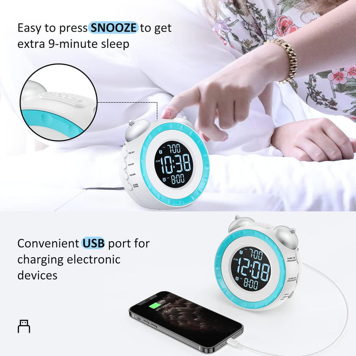LoudShake Dual Alarm Clock with USB & Dimmer - DOKUTRONIX