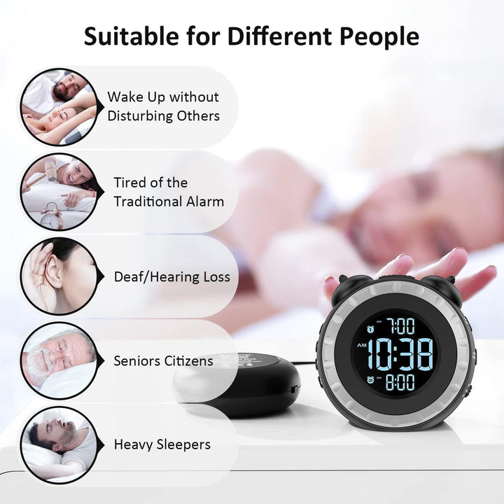 LoudShake Dual Alarm Clock with USB & Dimmer - DOKUTRONIX
