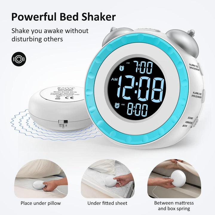 LoudShake Dual Alarm Clock with USB & Dimmer - DOKUTRONIX