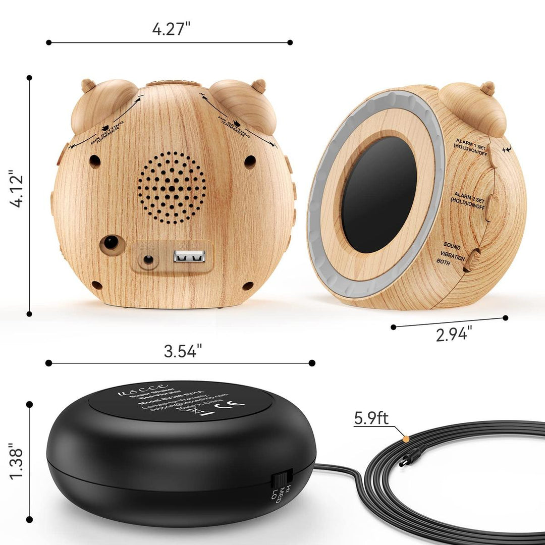 LoudShake Dual Alarm Clock with USB & Dimmer - DOKUTRONIX