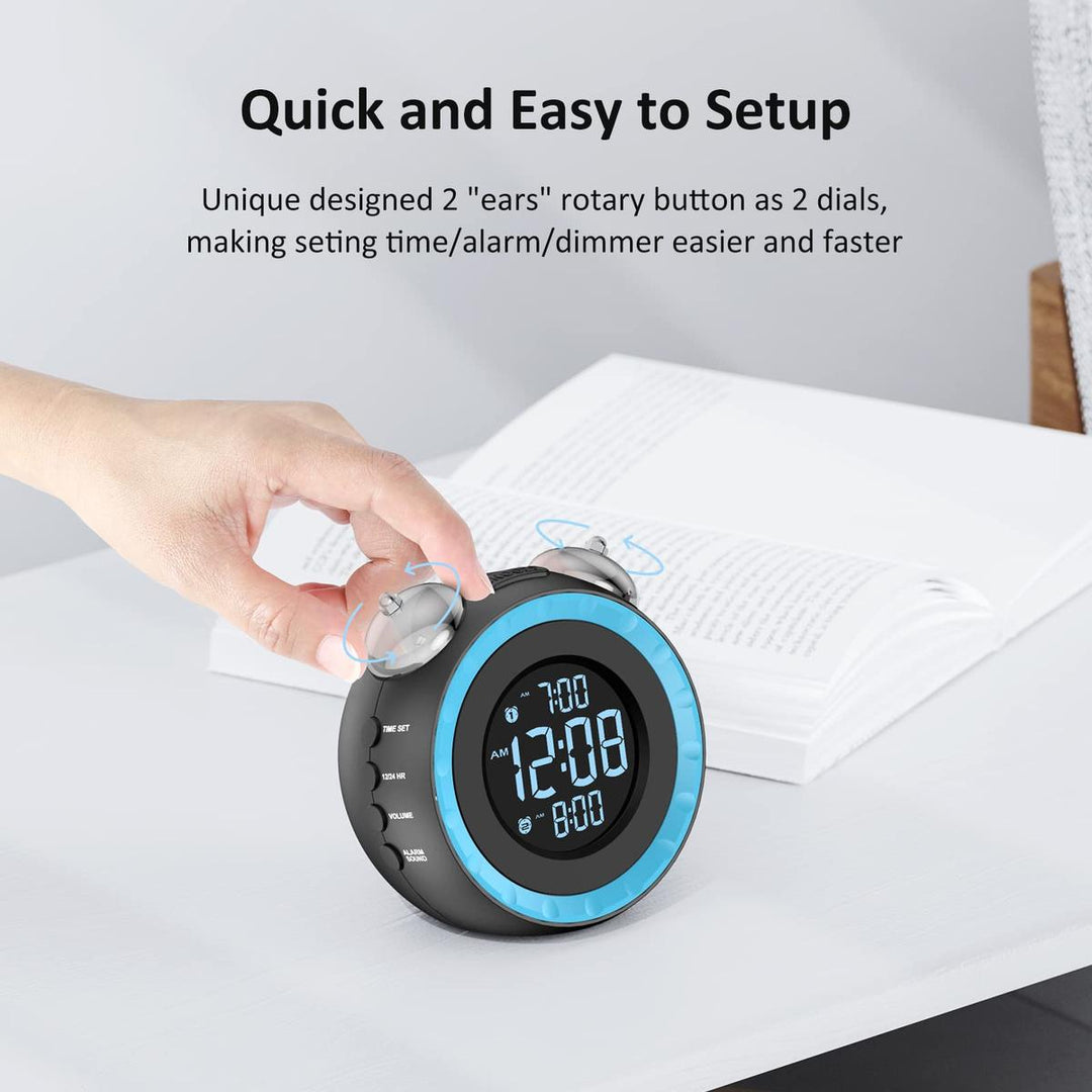 LoudShake Dual Alarm Clock with USB & Dimmer - DOKUTRONIX