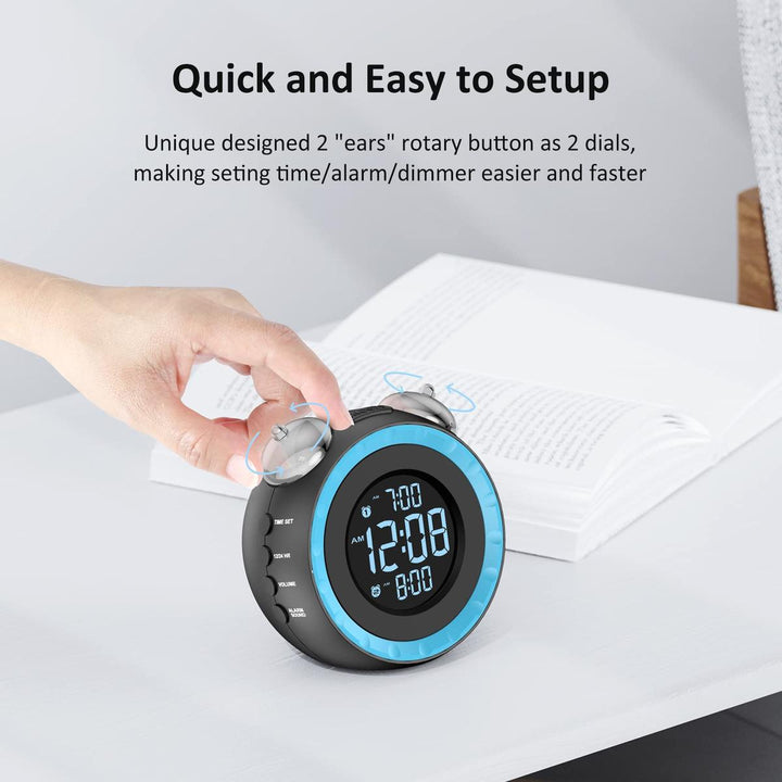 LoudShake Dual Alarm Clock with USB & Dimmer - DOKUTRONIX