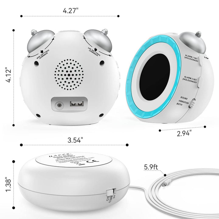 LoudShake Dual Alarm Clock with USB & Dimmer - DOKUTRONIX