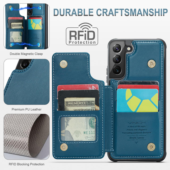 Vinich Galaxy S23 Plus Wallet Case with RFID Blue - DOKUTRONIX