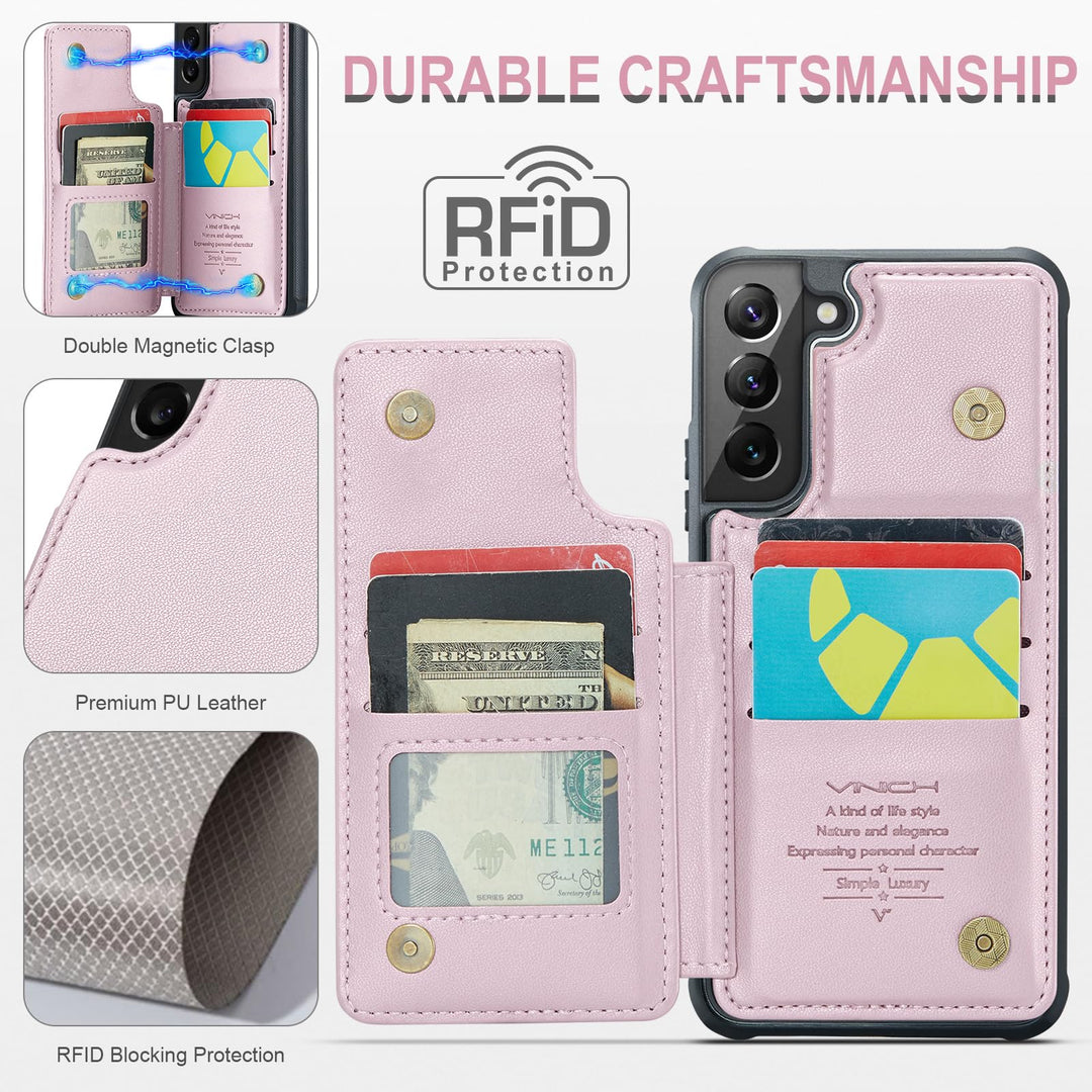 Vinich Rose Gold Wallet Case for Galaxy S23 Plus - DOKUTRONIX