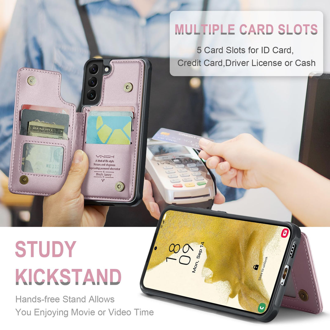 Vinich Rose Gold Wallet Case for Galaxy S23 Plus - DOKUTRONIX