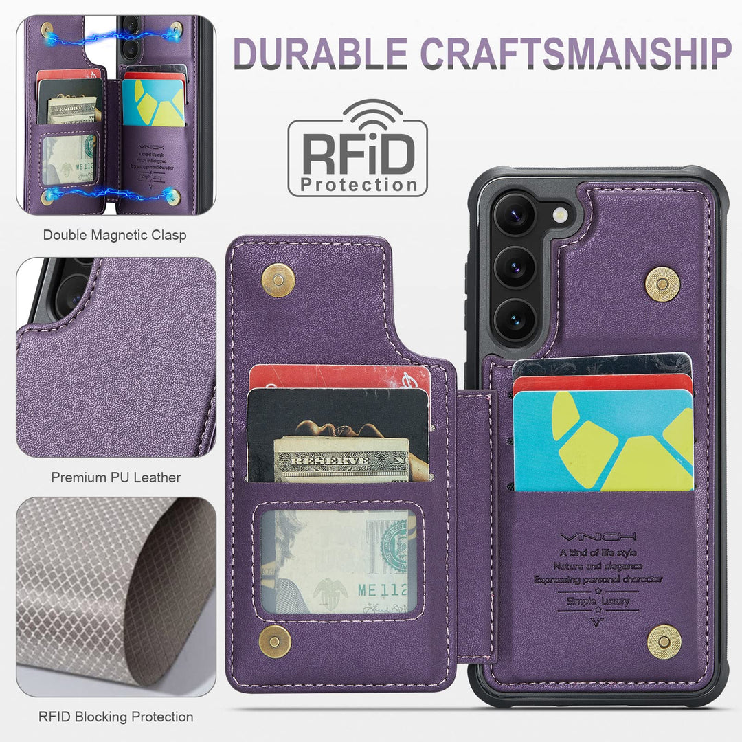Vinich Shield: Galaxy S23 Plus Wallet Case - Purple - DOKUTRONIX