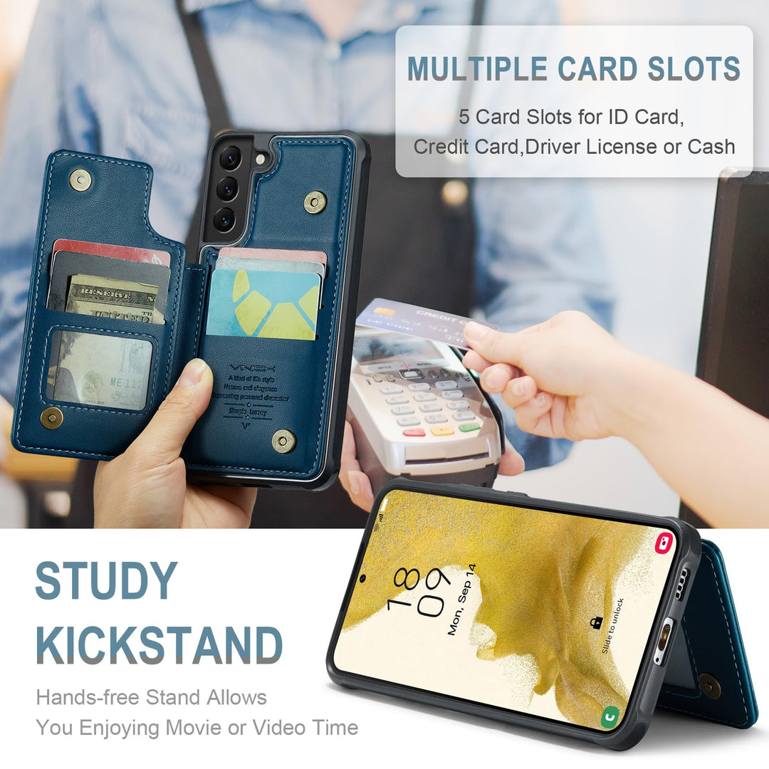 Vinich Galaxy S23 Plus Wallet Case with RFID Blue - DOKUTRONIX