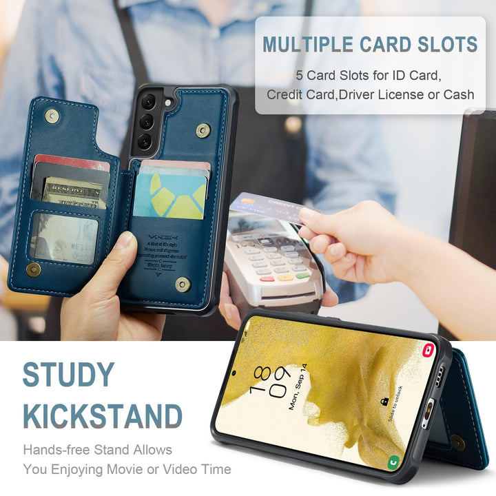 Vinich Galaxy S23 Plus Wallet Case with RFID Blue - DOKUTRONIX