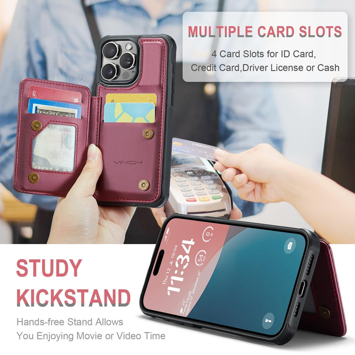 Vinich Shield: iPhone 16 Pro Wallet Case, Purple - DOKUTRONIX