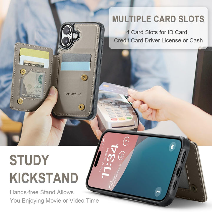 Vinich Shield: iPhone 16 Pro Wallet Case, Purple - DOKUTRONIX